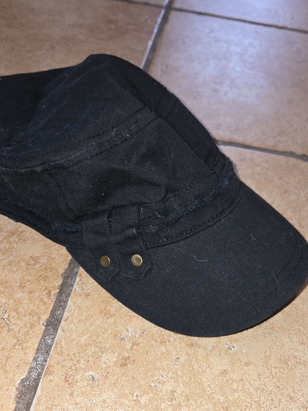 Women's- Black- Cadet- Military-Style- Cadet Cap- with Gold Button Accents